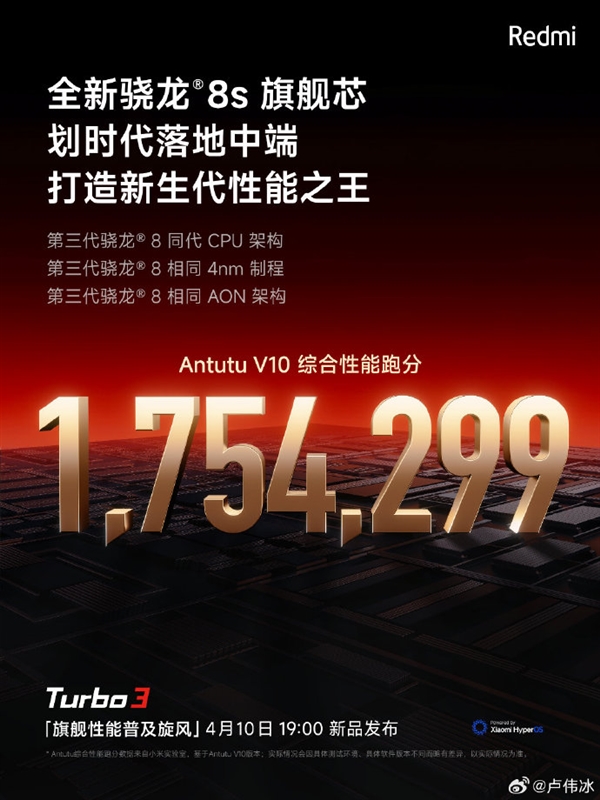 史無前例！Redmi Turbo 3跑分超175萬：超越2500元檔